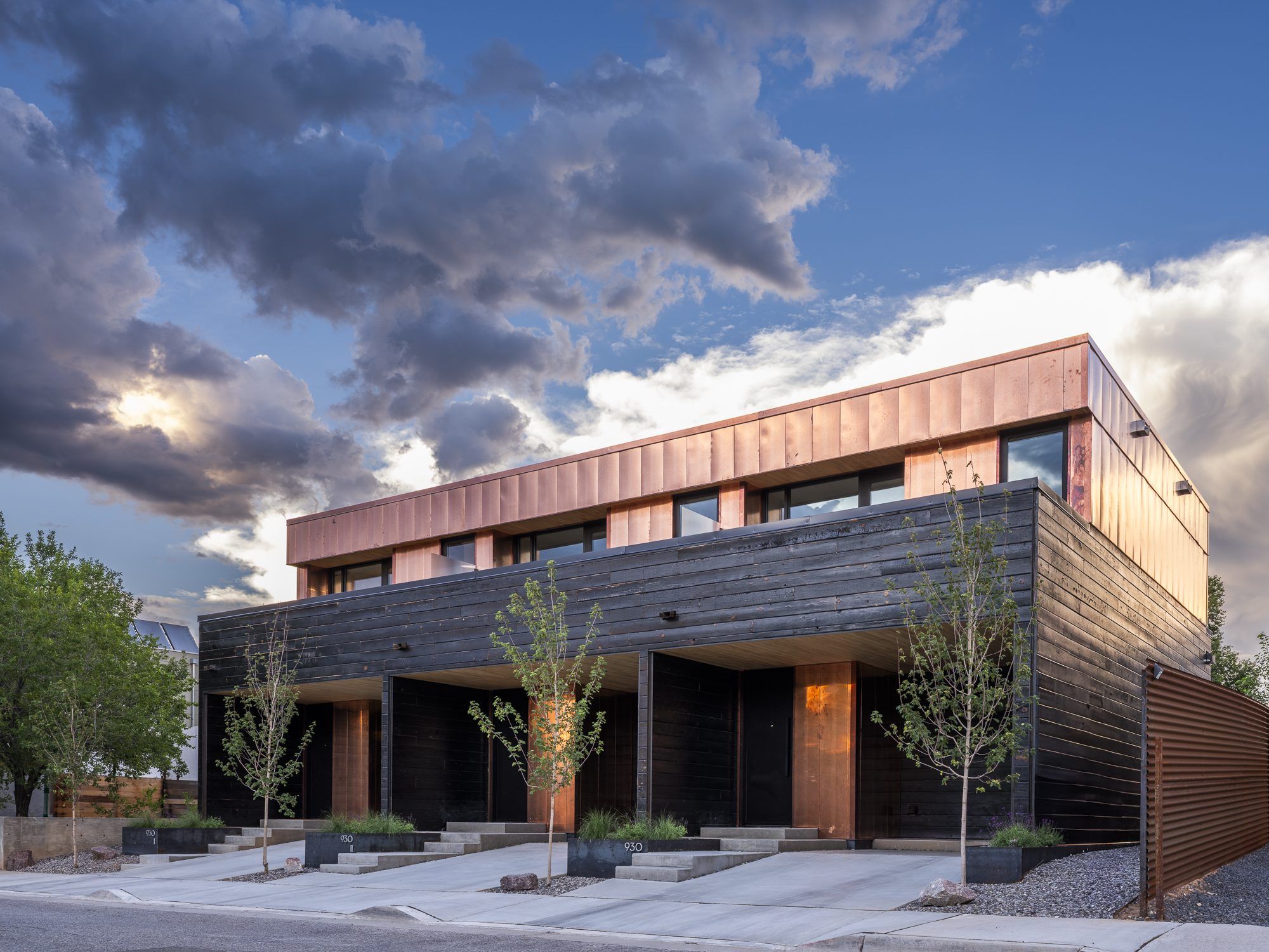 Shoofly Park lofts at dusk